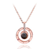 2018 New Arrival Rose Gold&Silver 100 languages I love you Projection Pendant Necklace Romantic Love Memory Wedding Jewelery